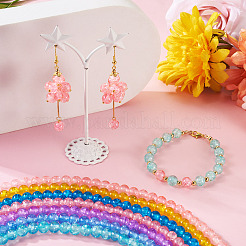 7 Strands 7 Colors Baking Paint Transparent Crackle Glass Bead Strands&nbsp;DGLA-TA0001-02