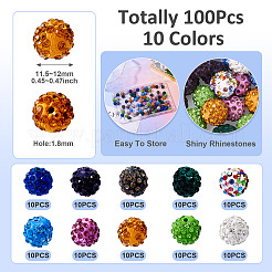100Pcs 10 Colors Handmade Polymer Clay Rhinestone Beads&nbsp;RB-TA0001-19