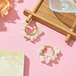 Natural Moonstone Chips Braided Hoop Earrings&nbsp;EJEW-JE04940-24
