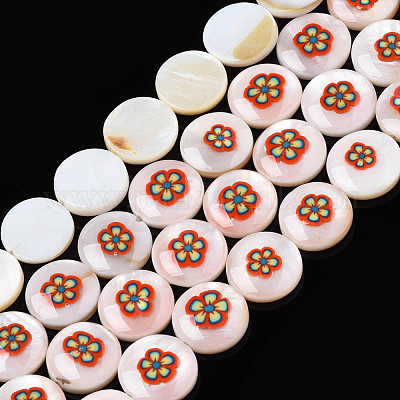 Natural Freshwater Shell Enamel Beads&nbsp;SHEL-N026-194-01-1