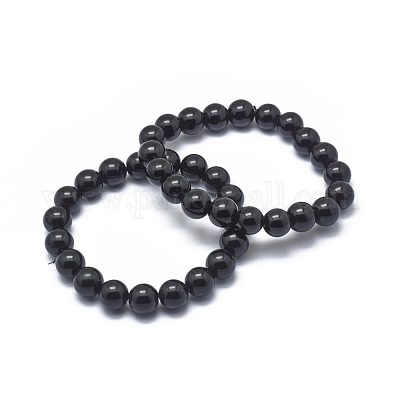 Synthetic Black Stone Bead Stretch Bracelets&nbsp;BJEW-K212-C-032-1