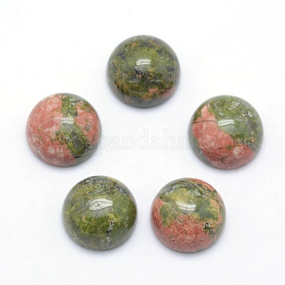 Natural Unakite Cabochons&nbsp;G-P393-R31-12mm-1