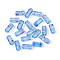 Picasso Transparent Glass Bugle Beads, Cornflower Blue, 9x4.5mm, Hole: 1mm, about 1500pcs/pound