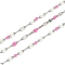 Brass Dapped Chains, with Enamel, with Spool, Soldered Lead Free & Cadmium Free, Platinum, Pearl Pink, 4x2x1mm