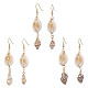 3Pairs Brass & Shell Dangle Earrings&nbsp;EJEW-JE06323-2