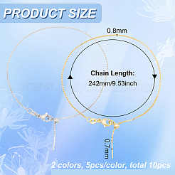 10Pcs 2 Colors Brass Box Chains Slider Bracelet Making&nbsp;KK-BC0013-29