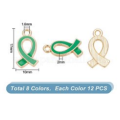 96Pcs 8 Colors Alloy Enamel Pendants&nbsp;ENAM-HY0003-04