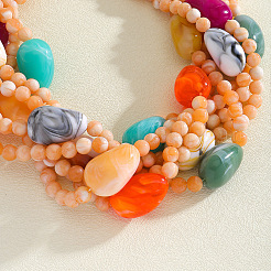 Exaggerated Bohemia Resin Round Teardrop Multi-Strand Handmade Beaded Necklaces for Women&nbsp;FS-WGE26D9-01