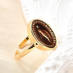 Brass Enamel Adjustable Cuff Rings&nbsp;RJEW-G349-01G