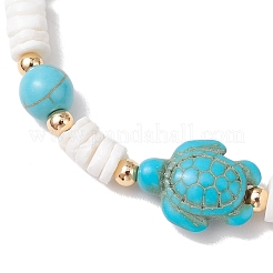 Natural White Shell & Synthetic Turquoise Beads Stretch Bracelets for Women&nbsp;BJEW-JB13477-01