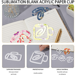 10Pcs Sublimation Blank Thermal Acrylic Paper Clips&nbsp;AJEW-CP0006-83A