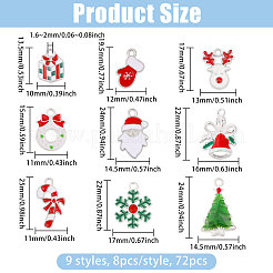 72Pcs 9 Styles Christmas Theme Alloy Enamel Pendants&nbsp;ENAM-CA0001-89