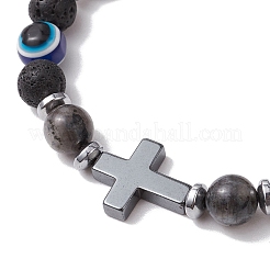 Natural Lava Rock Braided Bead Bracelets for Women Men&nbsp;BJEW-JB11138-01