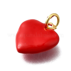 Brass Red Enamel Charms&nbsp;KK-Z102-23G