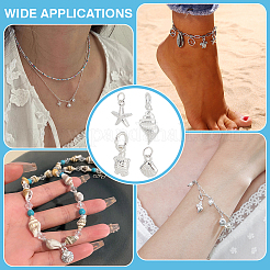 4Pcs 4 Styles 925 Sterling Silver Charms with Jump Rings&nbsp;STER-PH0002-95