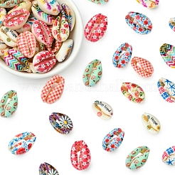 60Pcs 12 Styles Printed Natural Shell Beads&nbsp;BSHE-FS0001-08