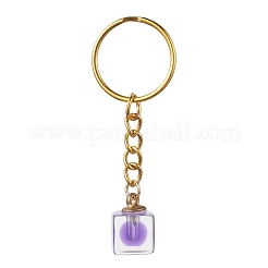 8 Pcs Cube Transparent Plastic Pendants Keychains&nbsp;KEYC-JKC00735