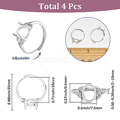 4Pcs Brass Adjustable Ring Components&nbsp;KK-SC0007-03