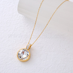 Amie Lunbi Zircon 18k Gold Titanium Steel Collar Chain Circular Minimalist Jewelry&nbsp;XK7072