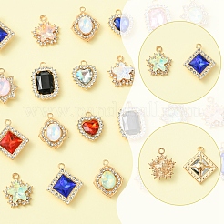 24Pcs 6 Styles Alloy Glass Pendants&nbsp;FIND-FS0003-20