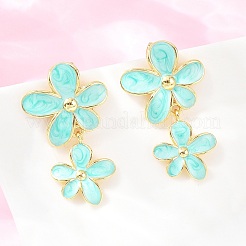 Valentine's Day Brass Dangle Stud Earrings&nbsp;EJEW-D359-02G