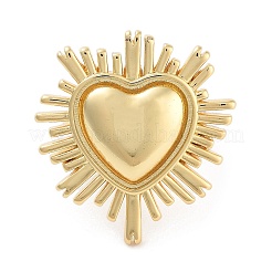Brass Heart Open Cuff Ring for Women&nbsp;RJEW-C102-23G
