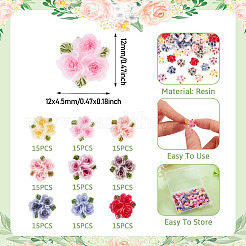 135Pcs 9 Colors Rose Flower Resin Cabochons&nbsp;MRMJ-TA0001-50