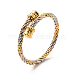 Ion Plating(IP) 304 Stainless Steel Twist Rope Open Cuff Bangle&nbsp;BJEW-P283-54