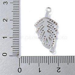 Rack Plating Brass Micro Pave Clear Cubic Zirconia Hollow Leaf Connector Charms&nbsp;KK-A234-055P