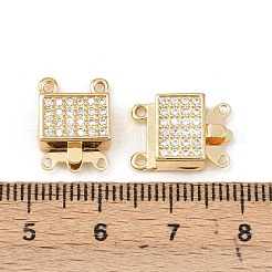 Brass Micro Pave Clear Cubic Zirconia Box Clasps&nbsp;KK-L255-02G-02