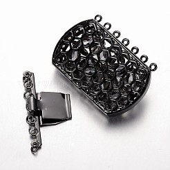 Brass Cubic Zirconia Box Clasps&nbsp;ZIRC-O020-08B-NR
