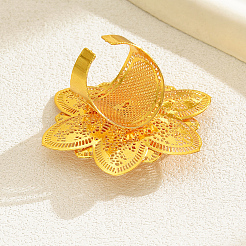 Exaggerated Iron Flower Open Cuff Ring for Festivals&nbsp;BB3093
