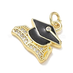 Brass Micro Pave Clear Cubic Zirconia with Enamel Pendants&nbsp;KK-CBAD872-20G-01