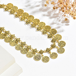 Vintage Alloy & Iron Embossed Coin Tassel Necklaces for Women&nbsp;WG1C655-01