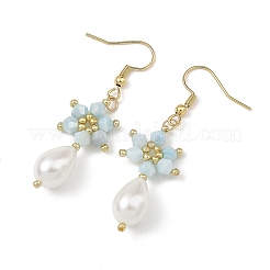 Anti-Tarnish Electroplate Bicone Glass Pearl Teardrop Beads Dangle Earrings&nbsp;EJEW-MZ00765