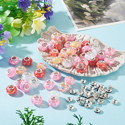 50Pcs 5 Colors Transparent Resin Rondelle European Beads&nbsp;RESI-TA0005-63B