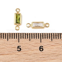 SHEGRACE Brass Pave Cubic Zirconia Rectangle Connector Charms&nbsp;XGRQ2O455-445G