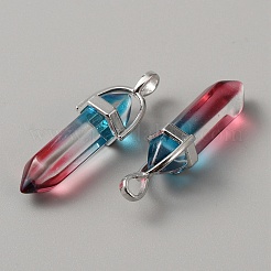 Glass Double Terminal Pointed Pendants&nbsp;G-WH0016-41A