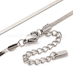 Non-Tarnish 304 Stainless Steel Heart Pendant Flat Snake Chain Necklaces for Women&nbsp;NJEW-G142-06P