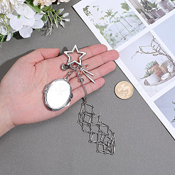 1Pc Oval Alloy & 667 Stainless Steel Macrame Pouch Pendant Decorations&nbsp;HJEW-CP0001-49B