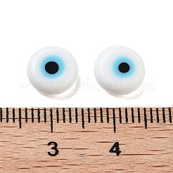 Handmade Evil Eye Lampwork Flat Round Bead&nbsp;LAMP-L058-8MM-14A