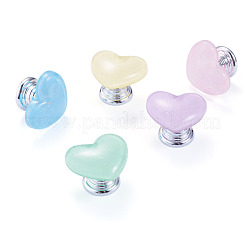 5Pcs 5 Colors Plastic Heart Shaped Toilet Tank Button&nbsp;AJEW-TA0003-58