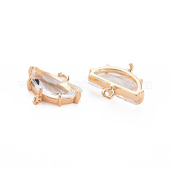 Transparent Faceted Glass Connector Charms&nbsp;GLAA-T021-25D-RS