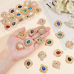 32Pcs 16 Colors Glass Rhinestone Cabochons&nbsp;FIND-PH0018-68