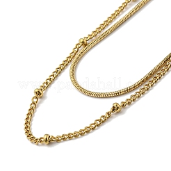 304 Stainless Steel Double-Layer Necklace&nbsp;LS-NJEW-Q321-01G