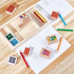 Birthday Theme Wooden Stamp Sets&nbsp;DIY-CP0001-79
