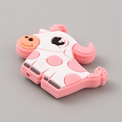 Cow Silicone Beads&nbsp;LS-SIL-WH0010-17A