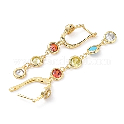 Colorful Cubic Zirconia Tassel Asymmetrical Earrings&nbsp;EJEW-B027-22G