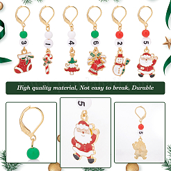 Christmas Theme Alloy Enamel with Rhinestone Pendant Stitch Markers&nbsp;HJEW-AB00351
