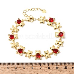Brass Micro Pave Cubic Zirconia Link Chain Bracelets for Women&nbsp;BJEW-D457-01G
